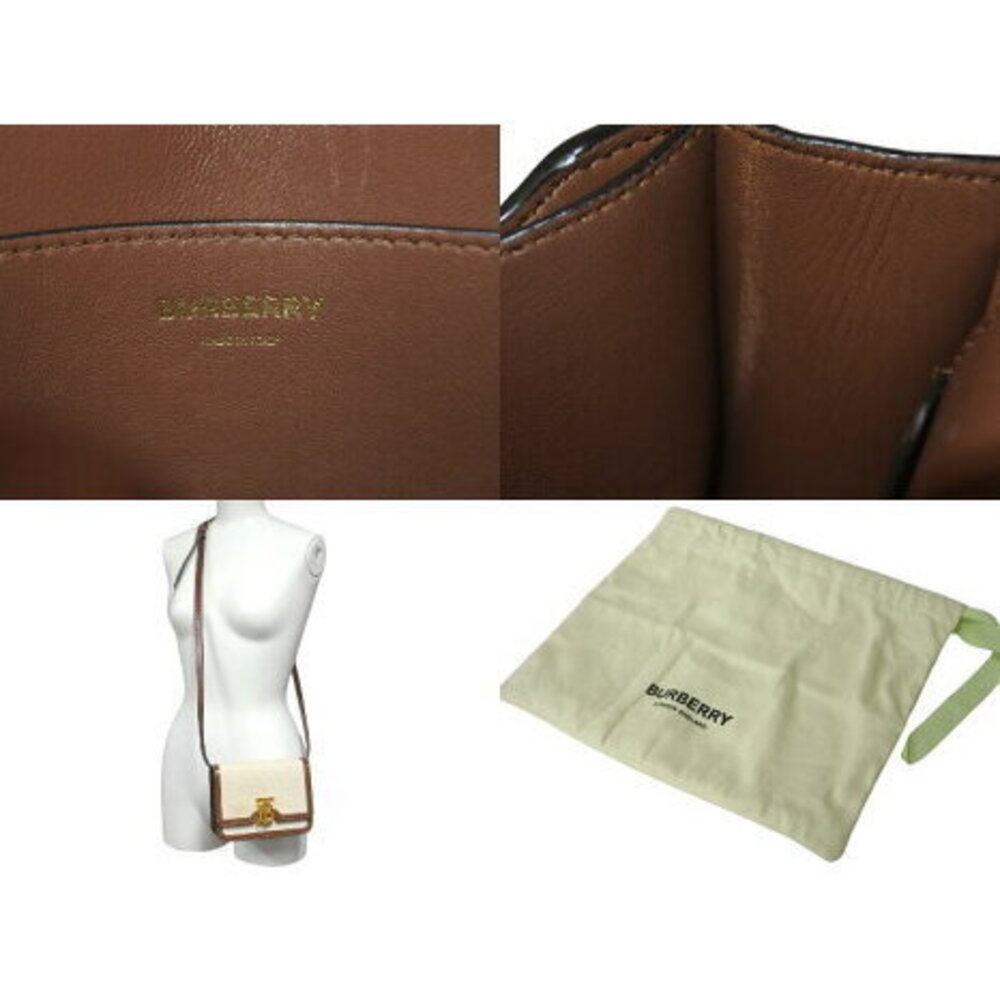 Burberry Shoulder Bag Canvas Leather Beige Tan Brown Gold - Picture 8 of 8